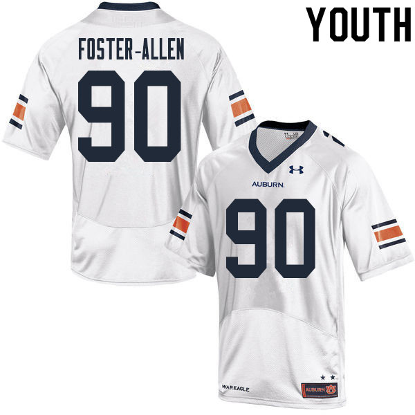 Youth #90 Daniel Foster-Allen Auburn Tigers College Football Jerseys Sale-White